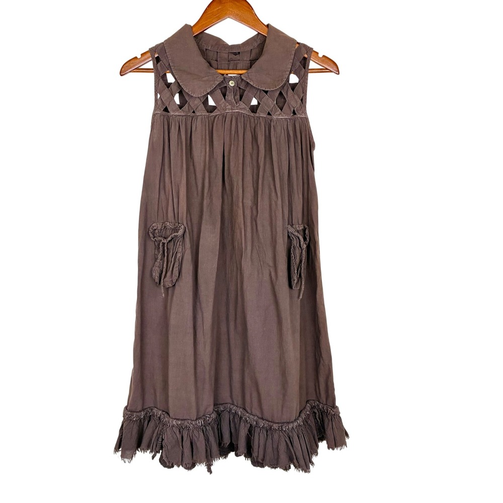 J.P. & Mattie Dress M %100 Cotton Babydoll Sleeveless Fairy Brown  Boho Cottage